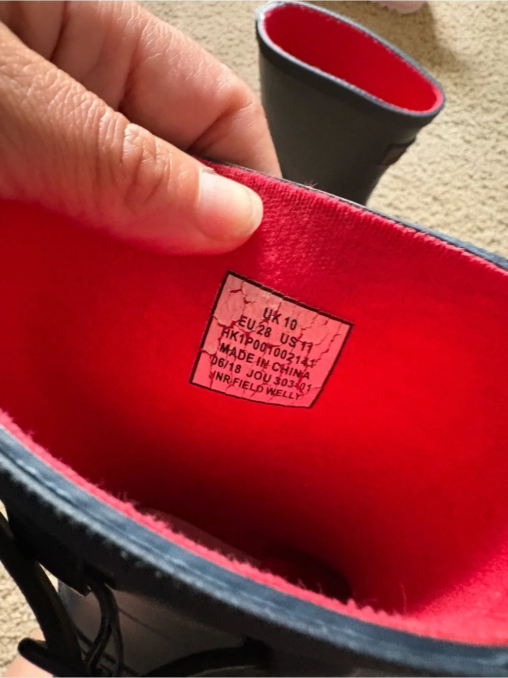 Joules Black Rain Boots with Bright Red Lining - Picture 2 of 4
